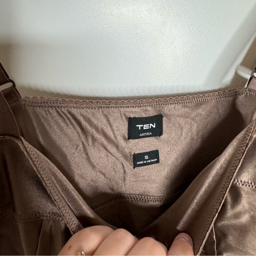 Aritzia Ten Satinette Nocturne Mauve Stretch Tank Mini Dress Size Small - Picture 3 of 5